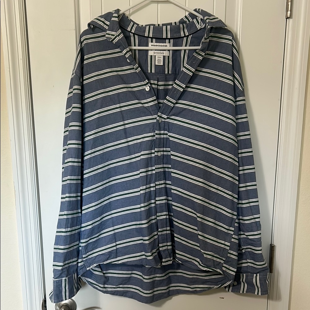 Amazon Essentials Blue Striped Button Down Shirt